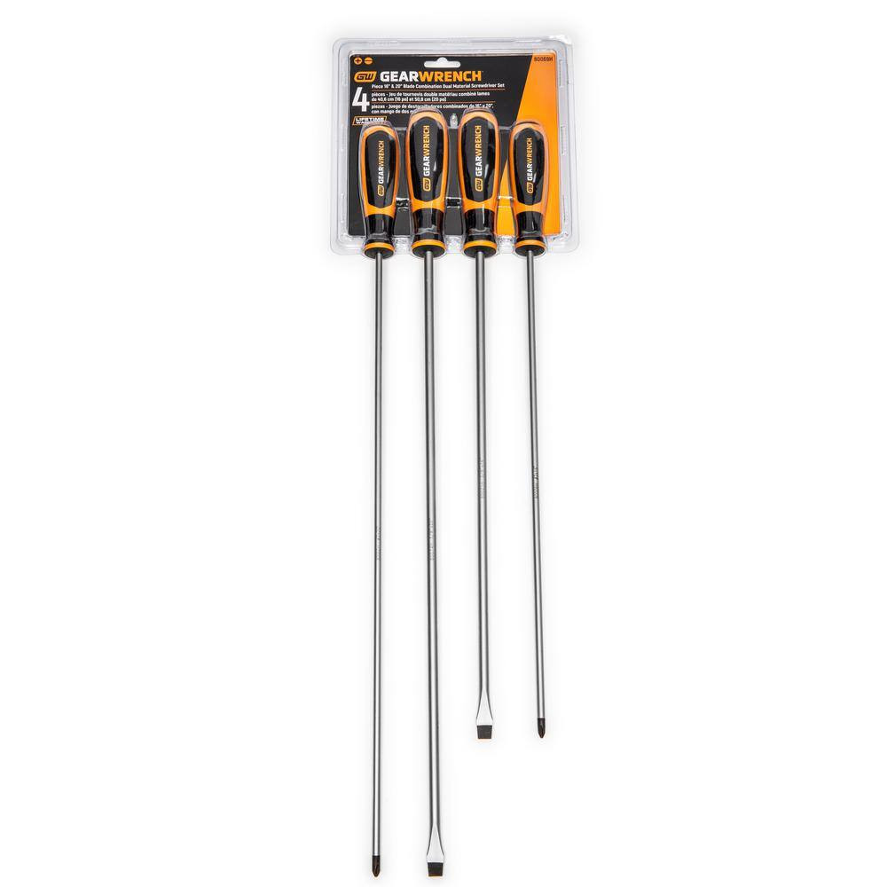 4 Pc. Phillips/Slotted Dual Material Screwdriver Set