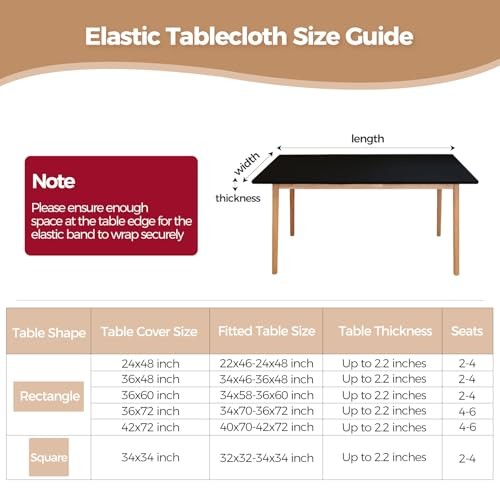 Elastic Table Cloth, 36x48 Inch Reusable Spandex 48" x 36" (Rectangular) Black