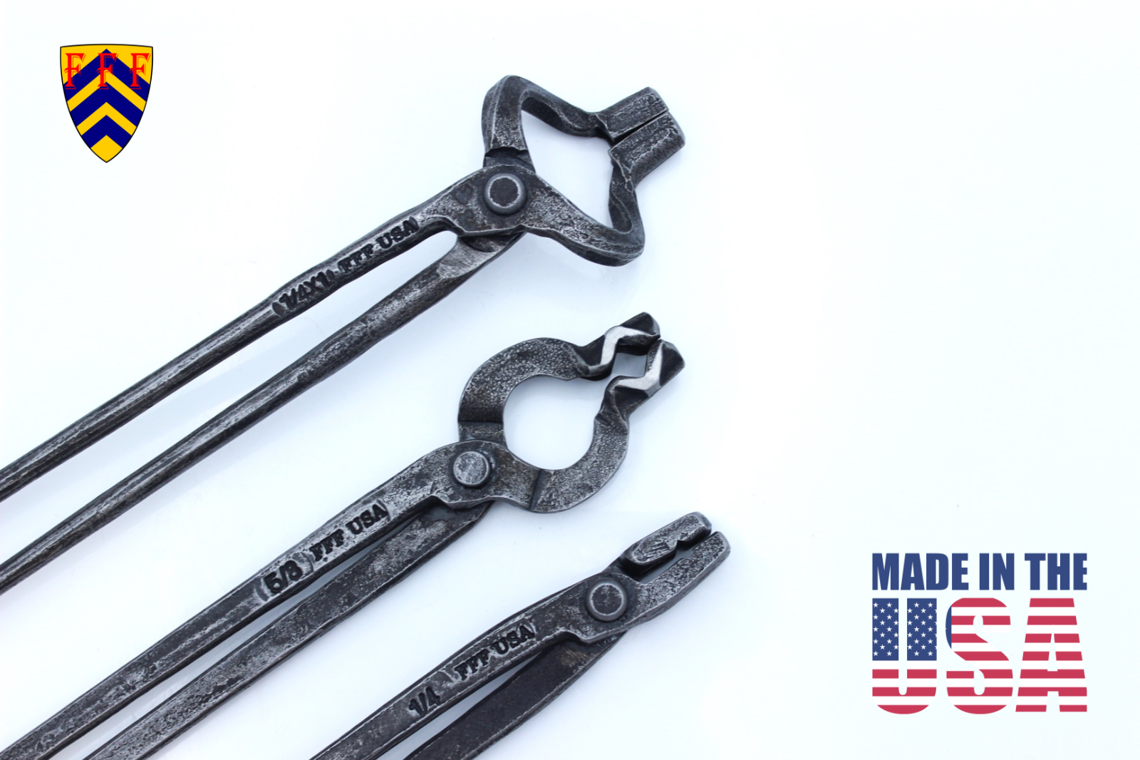 Fiery Furnace Blacksmith - 3Piece Best Sellers Tong Set - MADE IN AMERICA