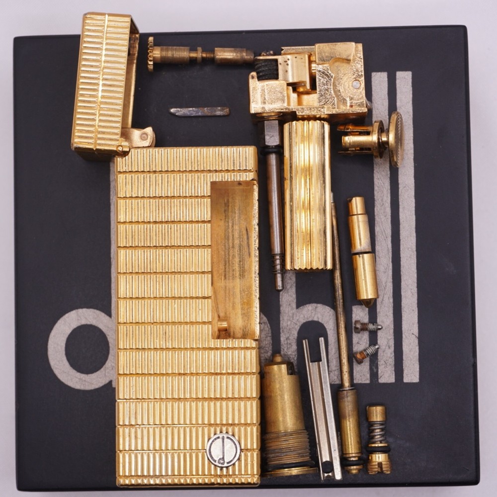 Rare Dunhill Lighter Gold Windowpane Pattern-Ultrasonically cleaned