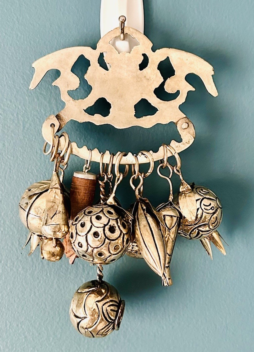 Vintage Brazilian Penca de Balangandãs – Silver Hanging Amulet 10 Charms