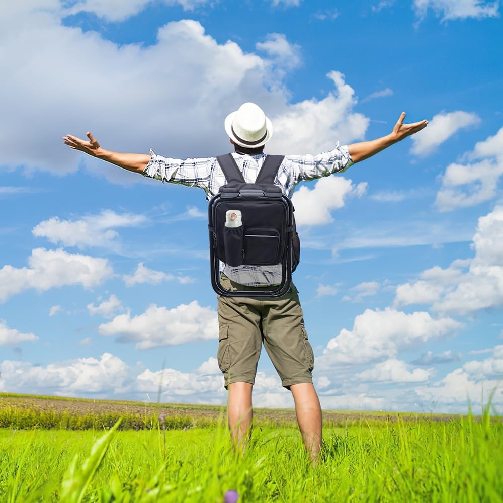 Portable Folding Backpack Stool with Cooler Compartment, Black