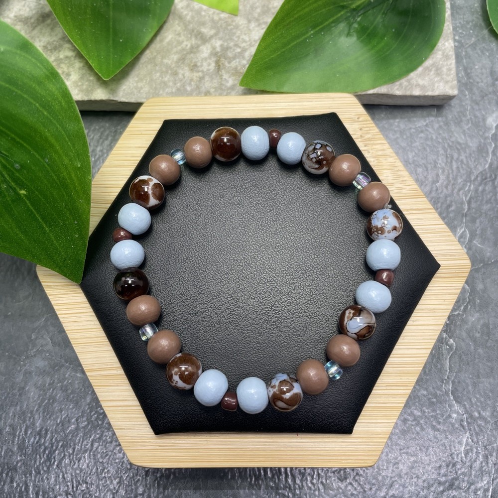 Handmade Bead Beaded Stackable 7” Plus Stretch Bracelet New Free Ship C1249