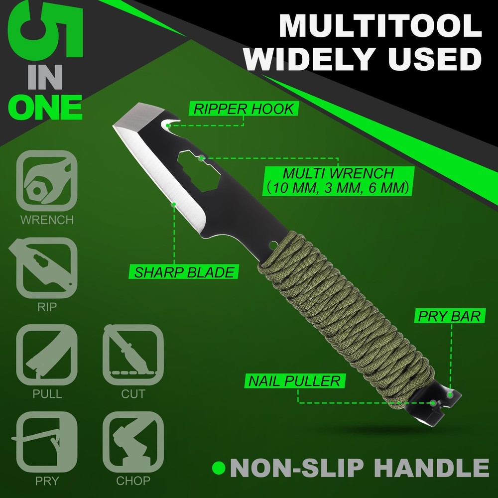 10" EDC Pry Bar Multitool, Large Prybar with Wrenches, Crowbar, Nail Puller, ...