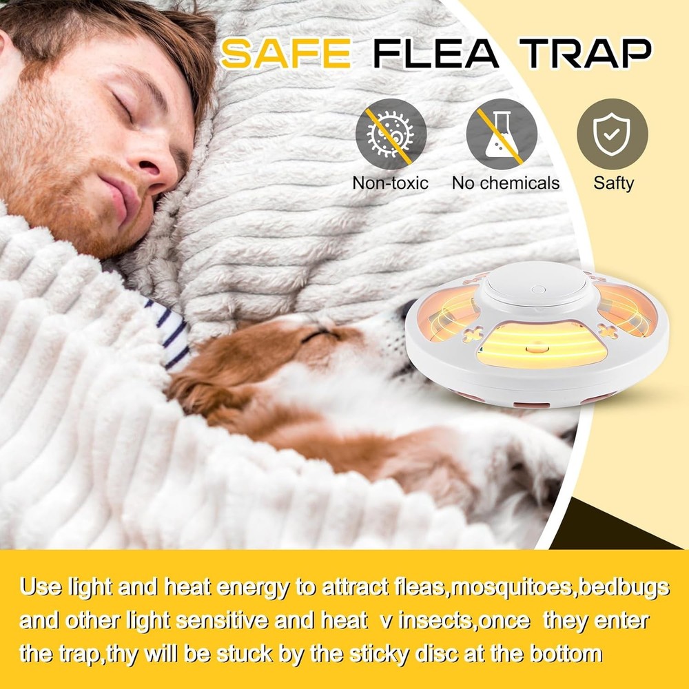 2Pack Flea Trap Mosquito Moths Bug Catcher Light Flea Trap Lamp Fly Insect Traps