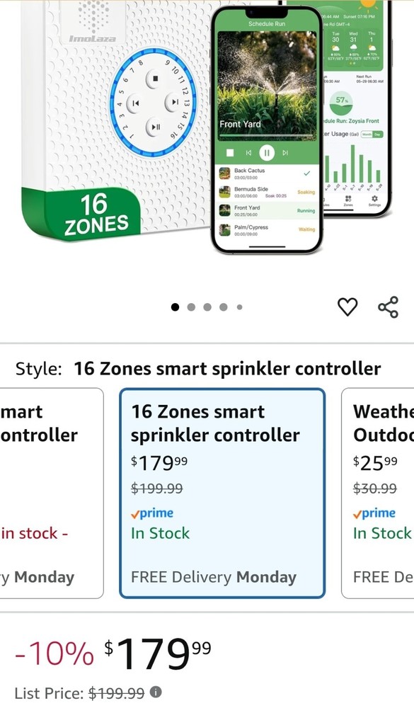 Imolaza Smart Sprinkler Controller, 16 Zone WiFi Irrigation Controller With App