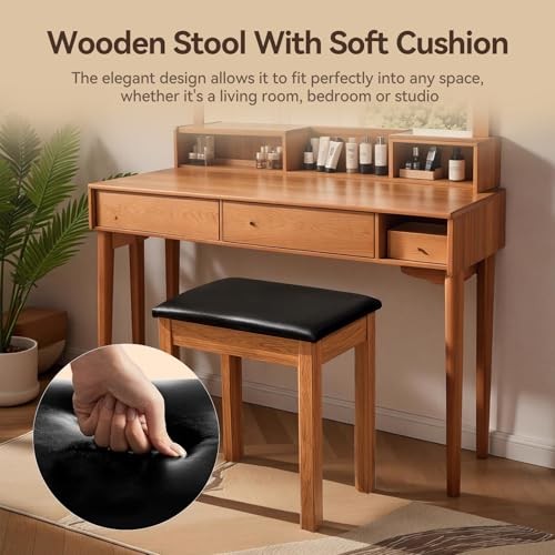 Piano Bench,Solid Keyboard Stool with Comfortable and Practical bench Wood