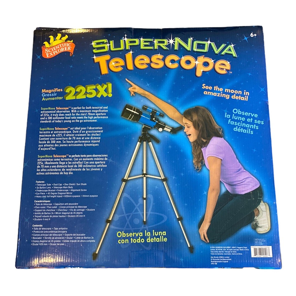 SCIENTIFIC EXPLORER SUPER NOVA TELESCOPE Magnifies 225X Observation Educational