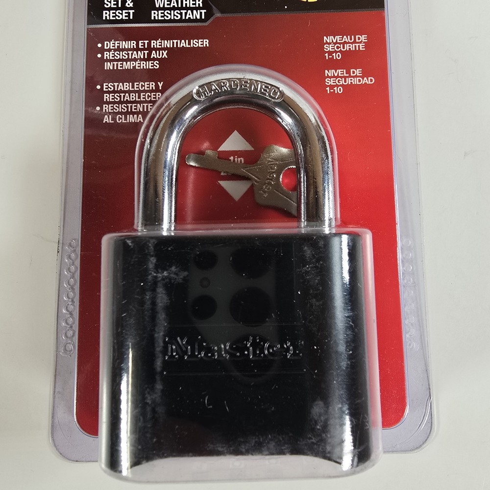 Master Locks 178D Combination Solid Body Padlock Set And Reset - Black