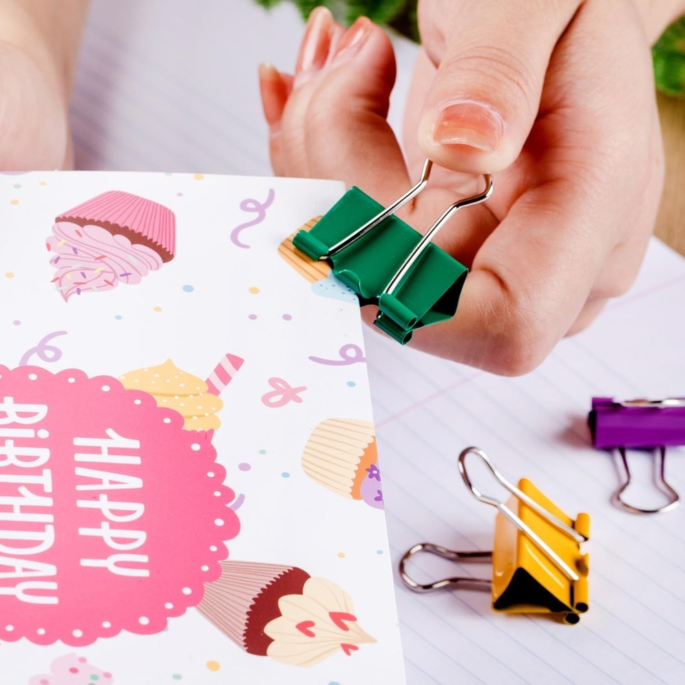 100 pcs Binder Clips in Assorted Sizes - Ideal for Home Office & School