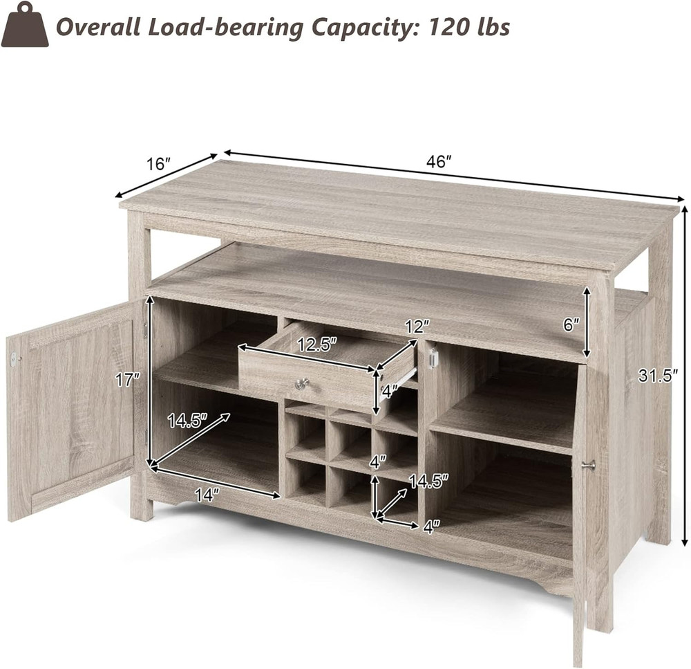 Elegant Buffet Cabinet with Wine Rack & Storage - Versatile Console Table