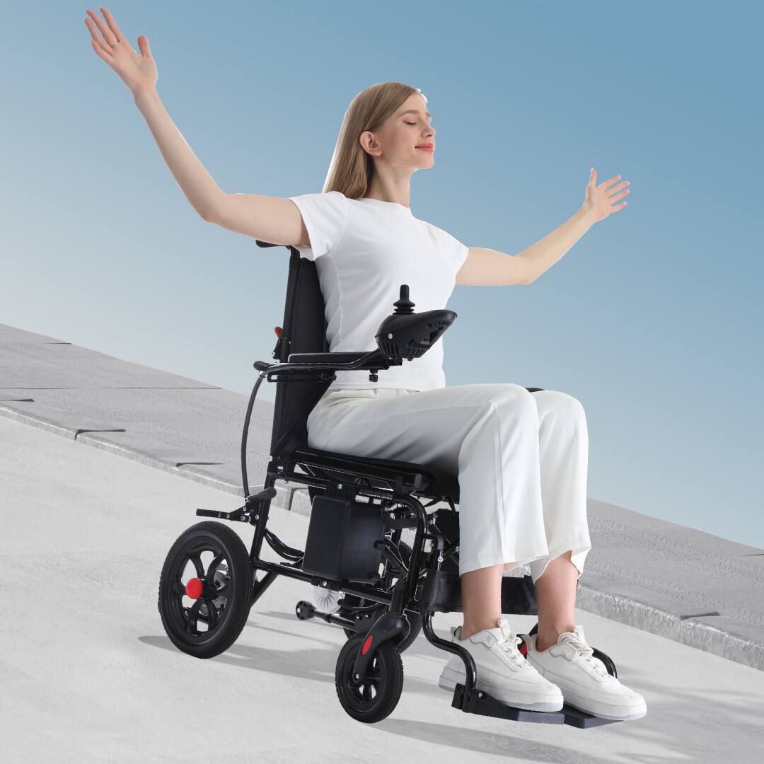 Folding Electric Power Wheelchair Lightweight Mobility Aid Motorized All Terrain