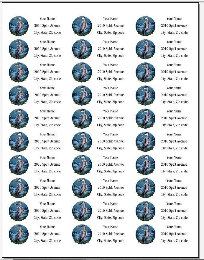 150 Christmas Blue Heron Bird Mailing Return Address Labels Personalized