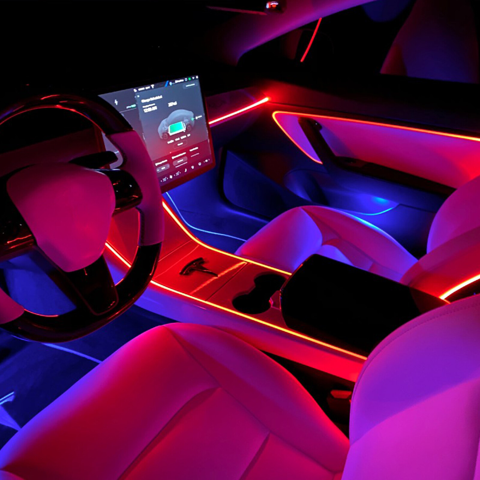 10M RGB 8 LED Car Interior Ambient Guide Light Strip Decor Atmosphere Door Light