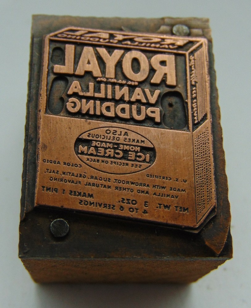 Printing Letterpress Printers Block Royal Vanilla Pudding Box