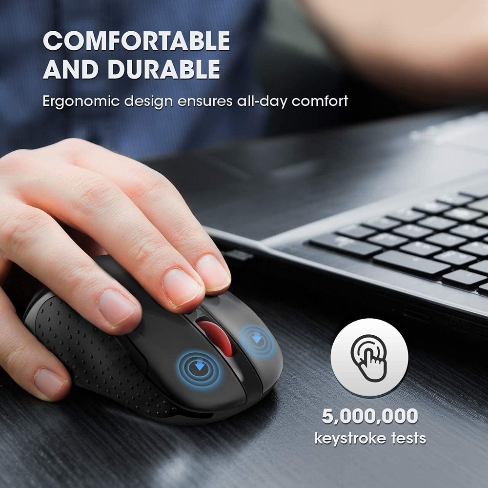 Vic Tech CA Wireless Mouse - Computer Mouse Ergonomic 2.4G USB Featuring 5 Ad...