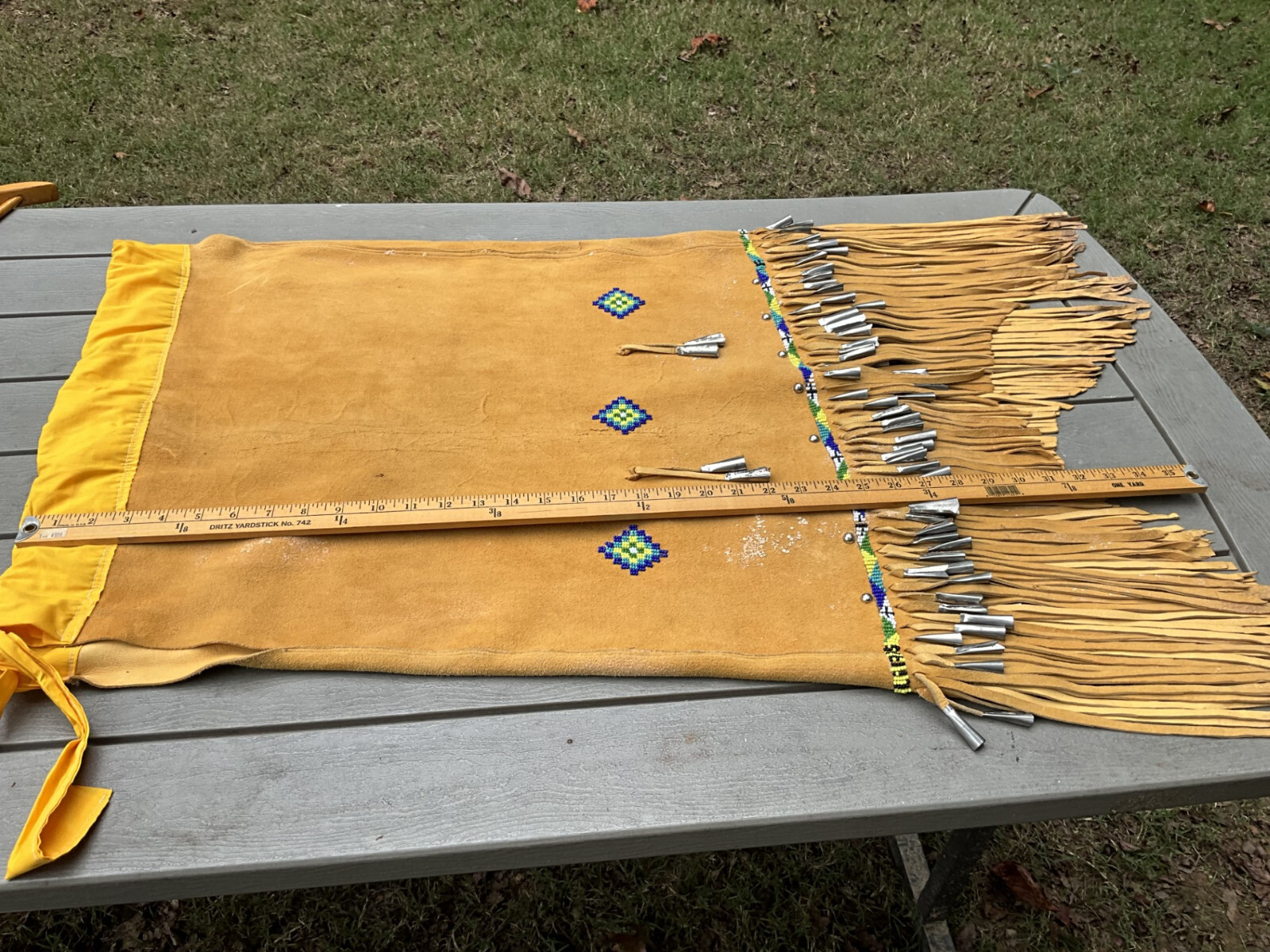 Vintage? Native American Apache Beaded Leather Dress With Tin Cones # 2
