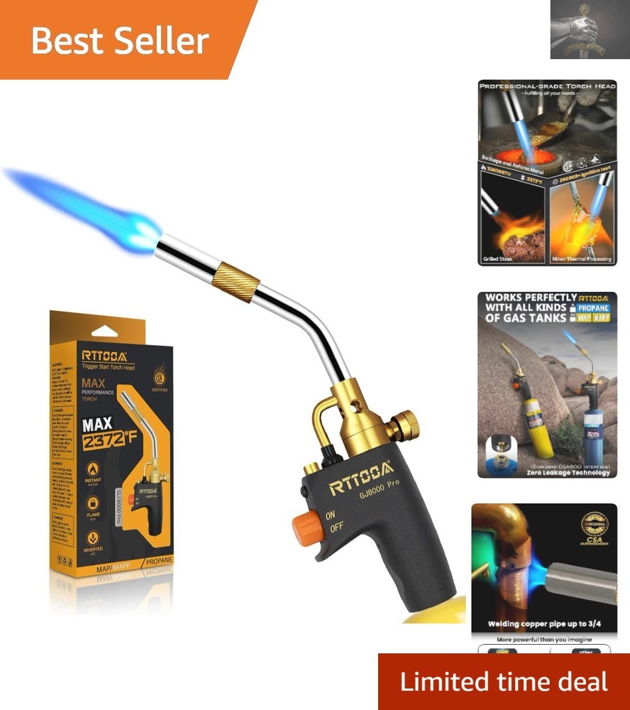GJ-8000pro High Intensity Propane Torch Head - Ergonomic Trigger Start Torch