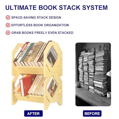 Desktop Bookshelf, Stackable Book Organizer with Handle, Storage Small Size