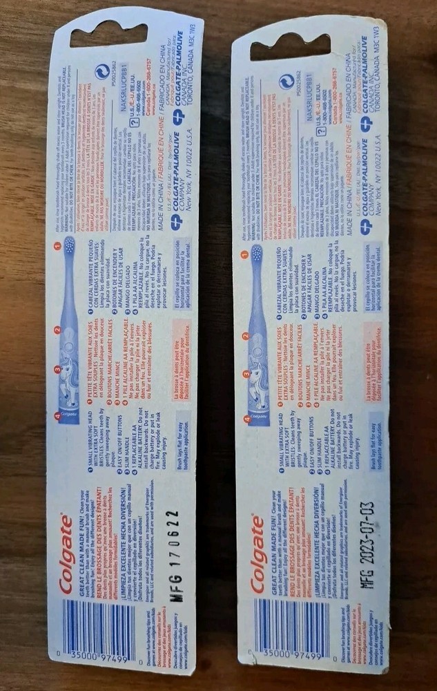 2 Colgate Sonic Power Toothbrushes Rainbow Unicorn