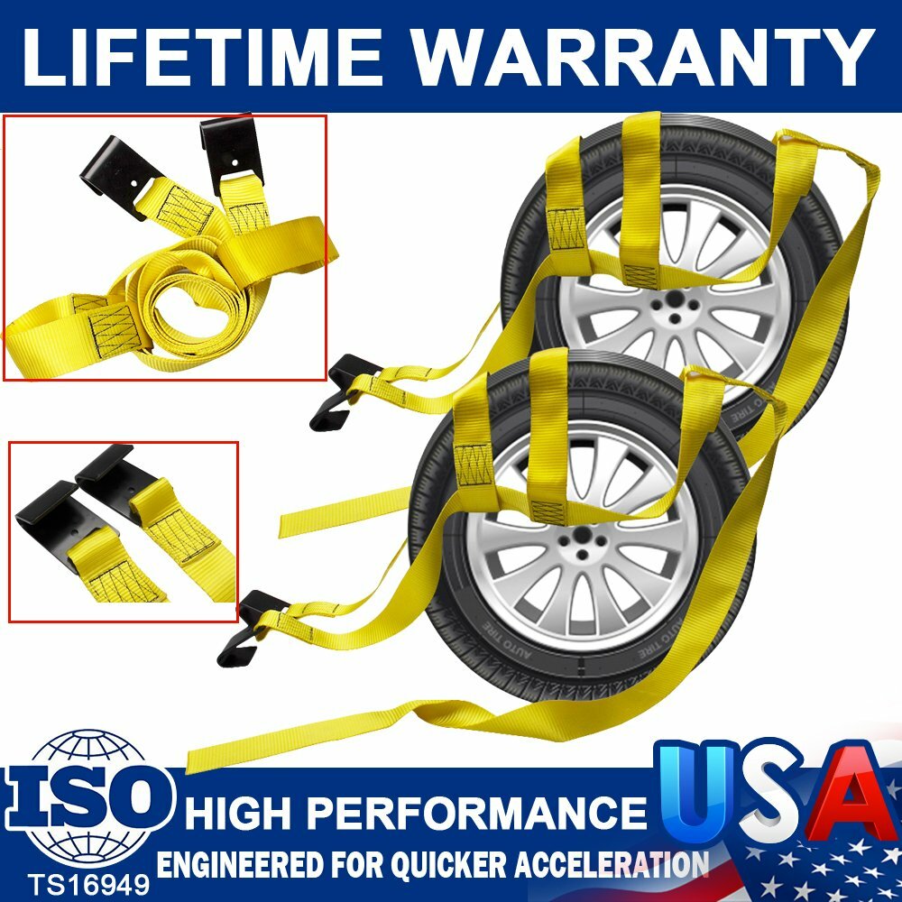 Tire Basket Straps Wrecker Car Hauler Truck Tow Dolly Tire Wheel Tie Down 2 pack