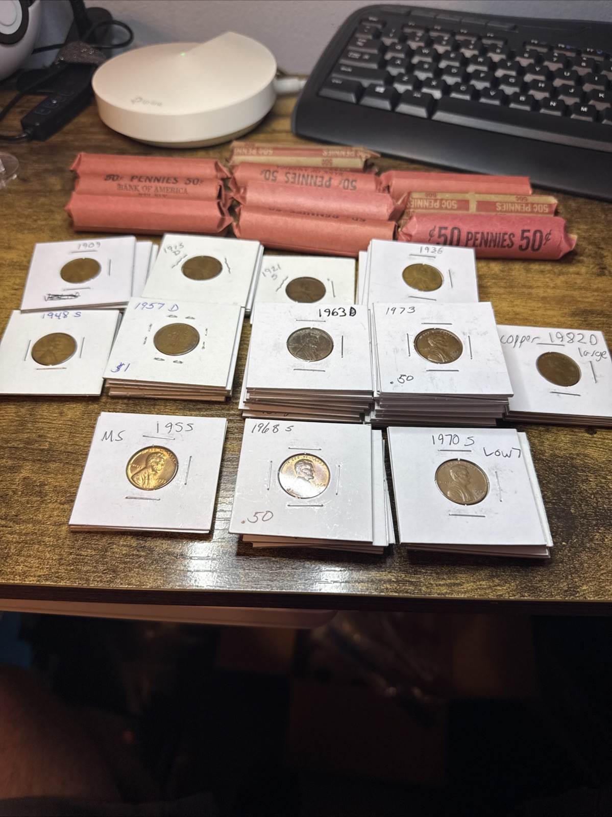 Lincoln Wheat Pennies Mixed Lot  10 Rolls And 49 In Holder. Coins From 1909-1982