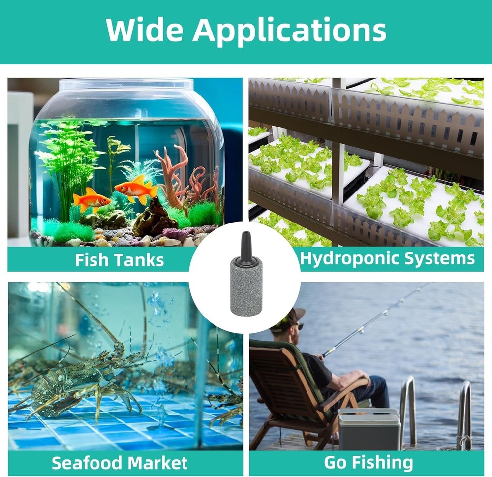 Efficient 1-Inch Air Stones for Aquariums - Durable Bubble Diffusers, 12 Pieces