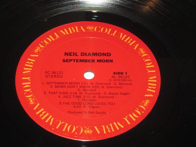 NEIL DIAMOND-SIGNED- "SEPTEMBER MORN" LP VINYL- AUTHENTICATED HOLOGRAM AND CERT