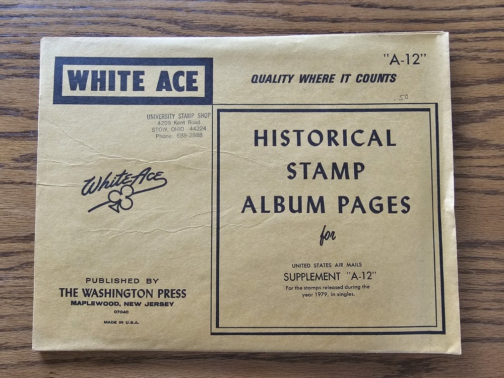 White Ace Stamp Supplement U.S. Airmail A-12 1979 Singles NOS