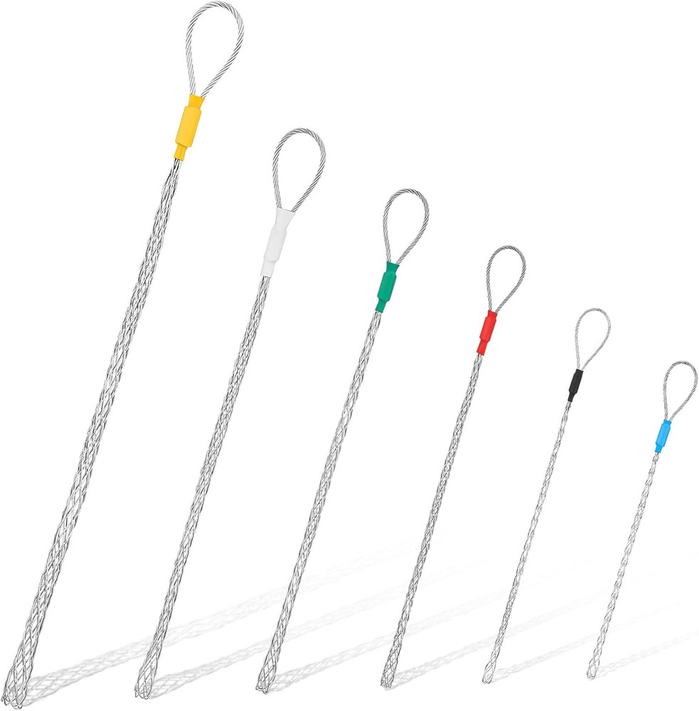 6 Pcs Cable Puller Socks 4-25 mm Cable Pulling Sock Grip Kit Eye Mesh Wire Gr...