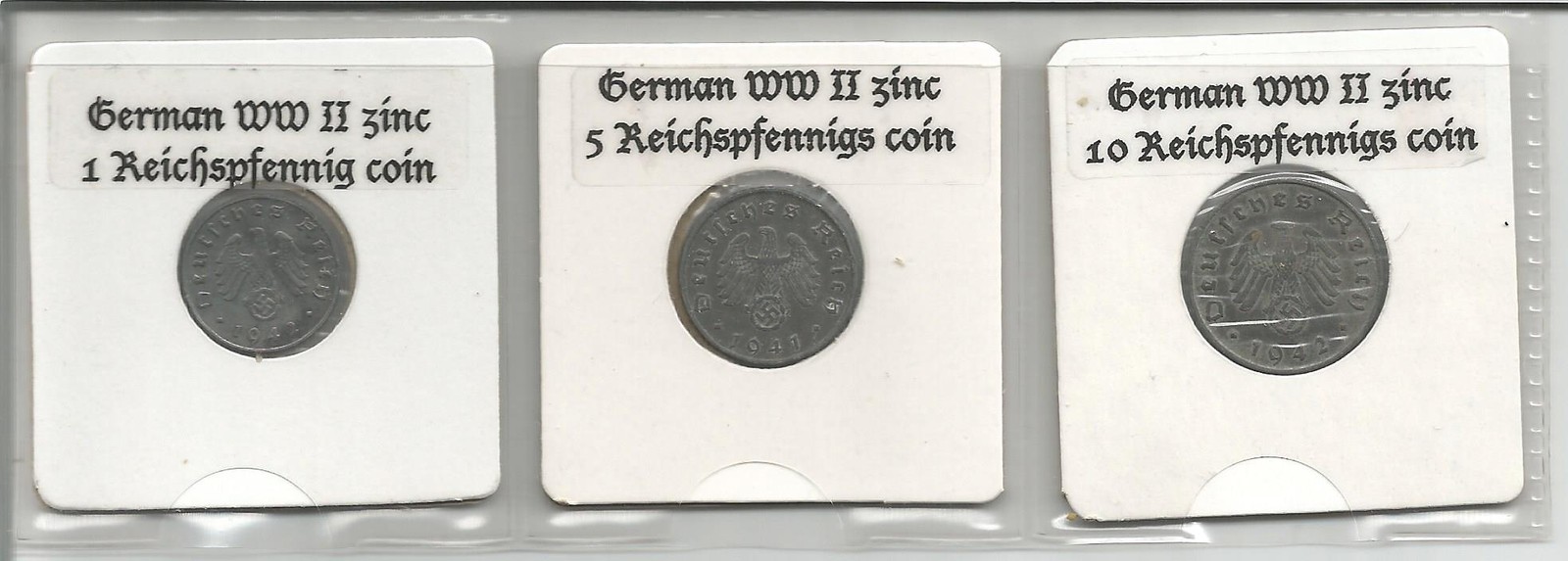 WWII Germany Set of Three Zinc Coins