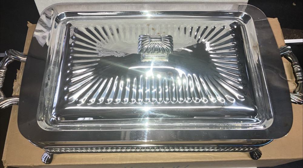 KENT Silversmith Taunton Serving Dish, Lidded With Pyrex Glass MM-39 (Brand New)