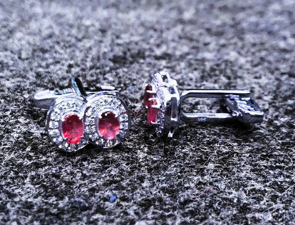 Heated Ruby Gemstone with 925 Sterling Silver Cufflink #2549
