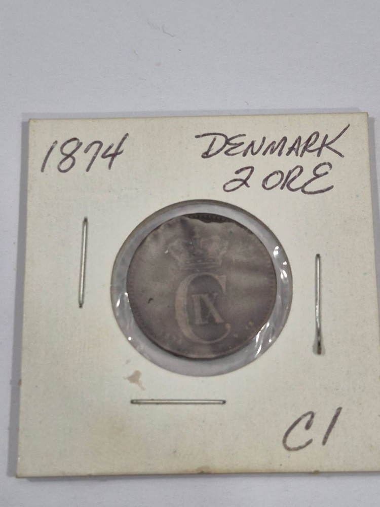 1874 Denmark 2 Øre Ore Bronze Coin D7