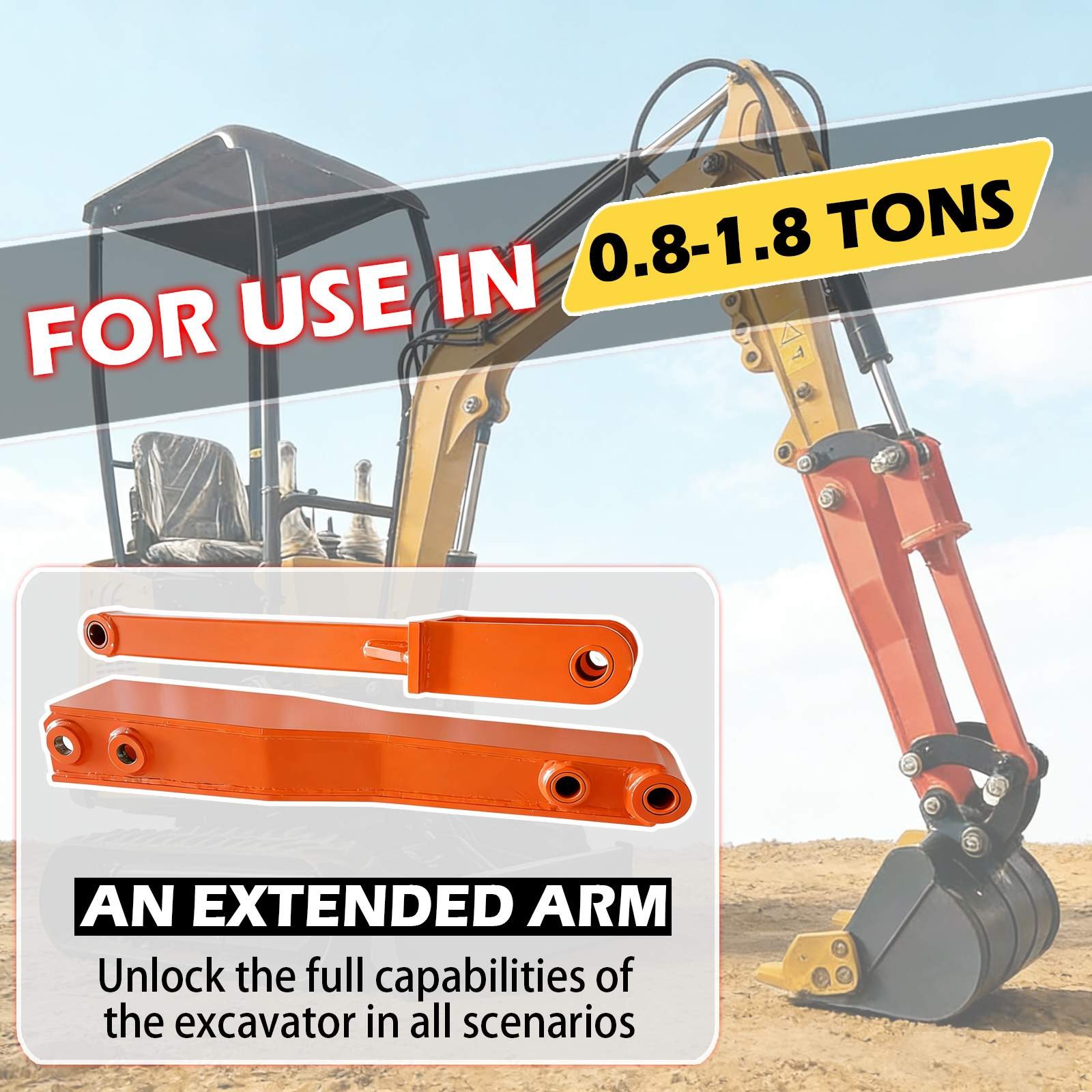 Excavator Arm Extension Kit for 0.8Tons-2tons Mini Excavator