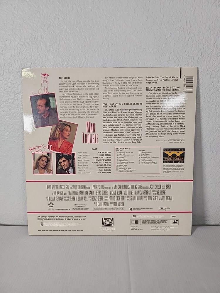 Man Trouble (LASERDISC, 1992) Jack Nicholson Ellen Barkin