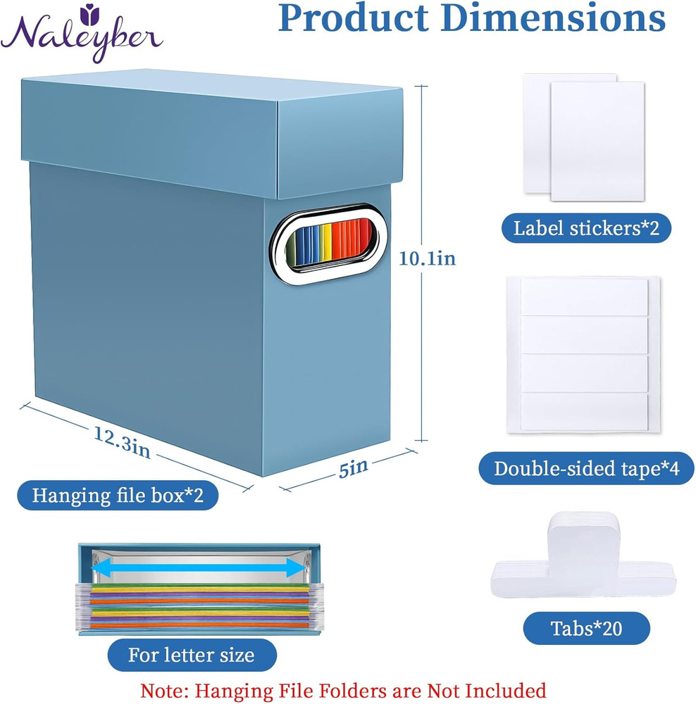 File Organizer Box with Lid & Handle, Thickened Cardboard Hanging File Folder St