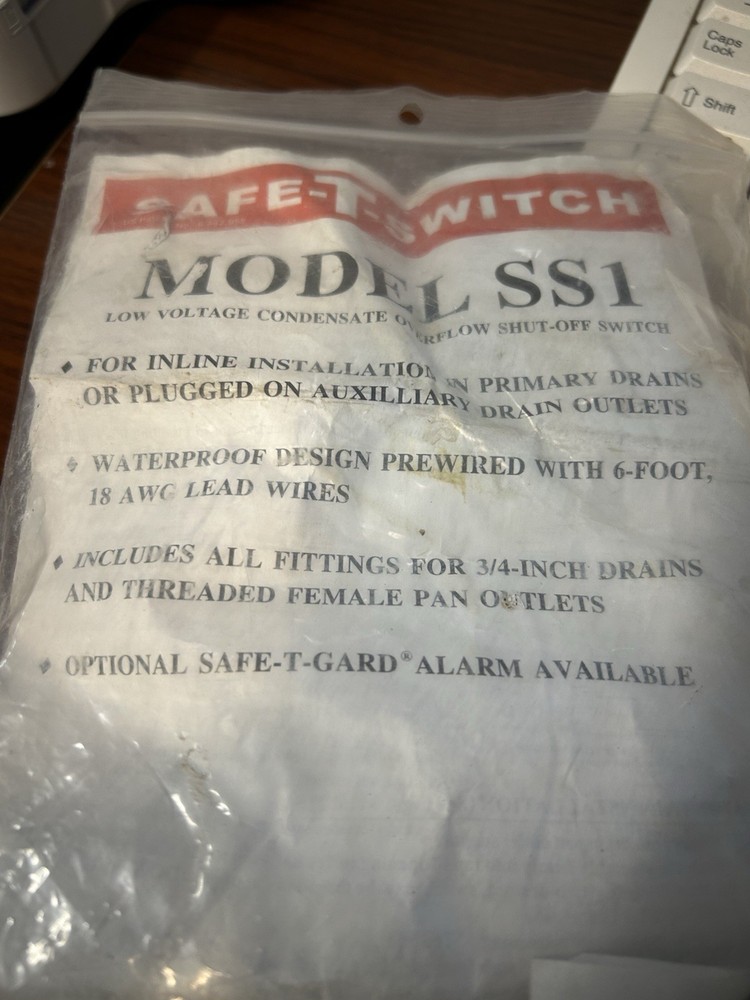 Model SS1 Safe-T-Switch Low Voltage Overflow Shut-Off Switch
