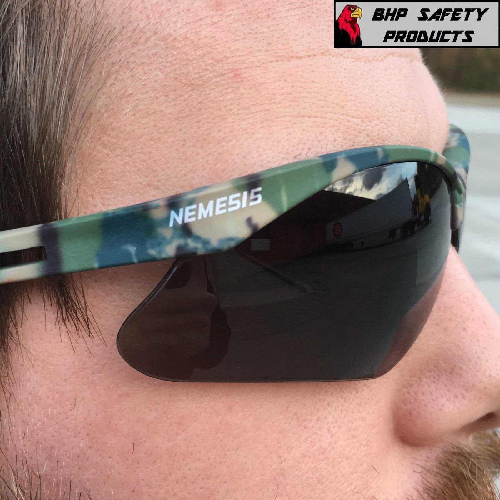 (3 PAIR) KLEENGUARD NEMESIS SAFETY GLASSES CAMO FRAME SMOKE ANTI-FOG LENS 22609