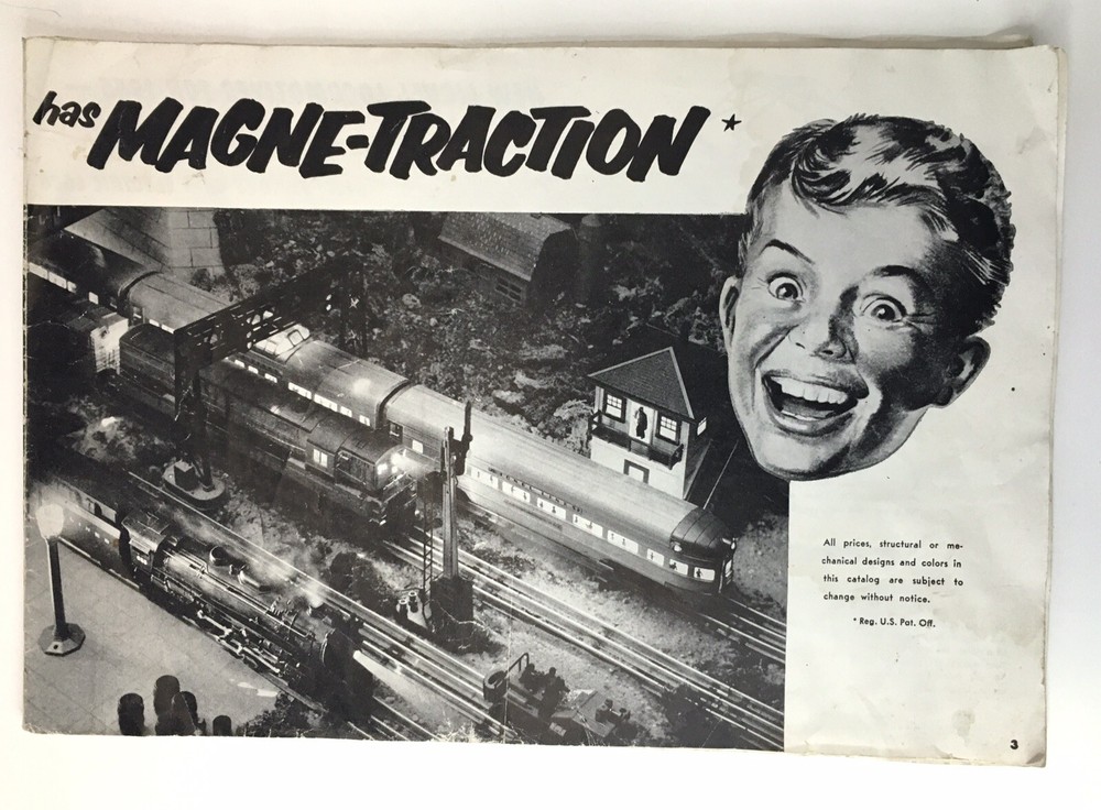 Lionel Train has Magne-Traction Catalog PARTIAL READ DESCRIPTION 1955