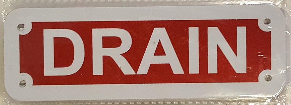 DRAIN SIGN (RED REFLECTIVE, ALUMINIUM 2X6 )-REF24-1027
