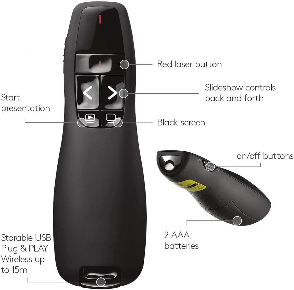 Power Point Presentation Remote Wireless USB PPT Presenter Laser Pointer Clicker