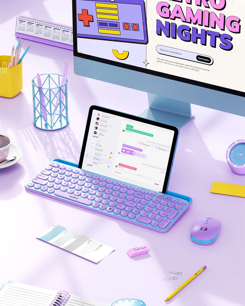 Bluetooth Keyboard and Mouse for iPad, CTU-301 Wireless Multi-Device Connecti...