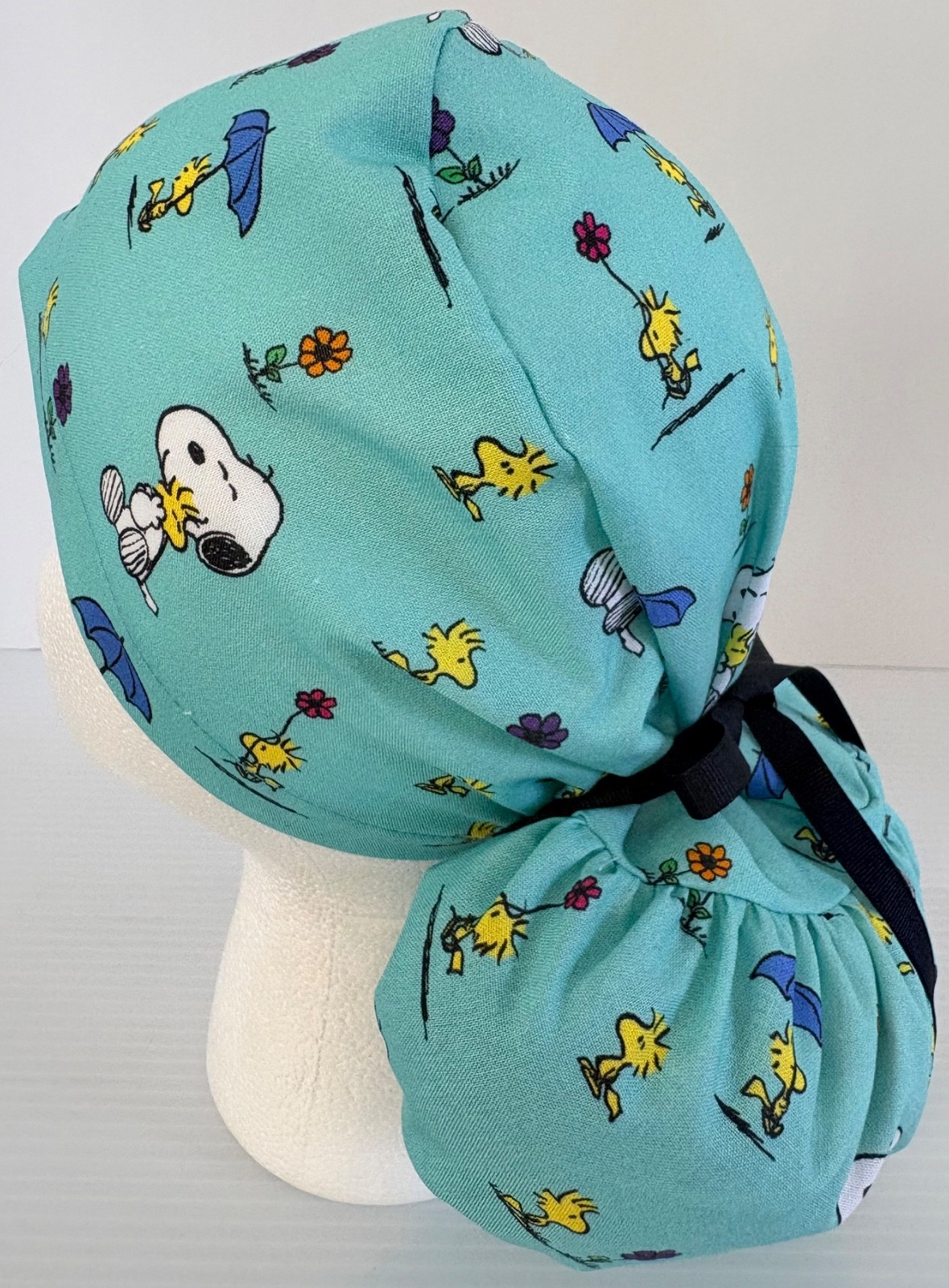 Snoopy Print Medical Ponytail Pouch Surgery Scrub Cap Chef Hat