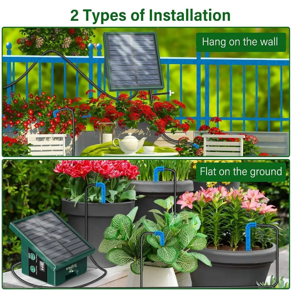 1 SET Solar Automatic Drip Irrigation System with Hose & Timer for Garden