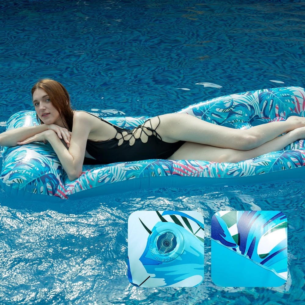 2 Pack Inflatable Pool Float Mat, Lounger, Multi-Purpose Swimming Pool Floats To