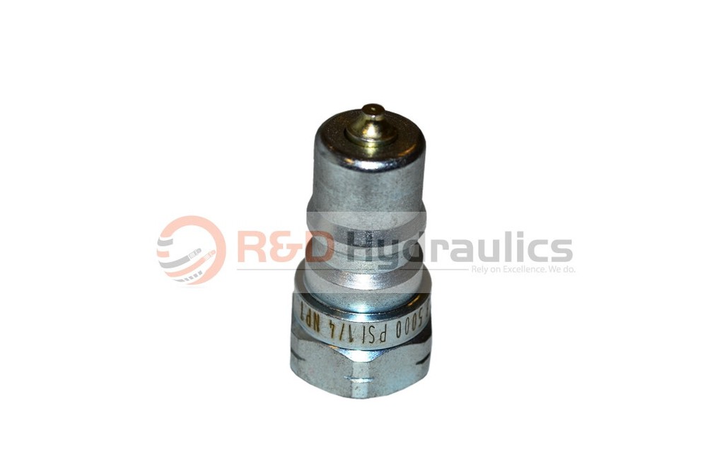 Hydraulic Quick Coupler | ISO 7241-1 B | 1/4" NPT | Set W/ Cap & Plug | 2 Pack