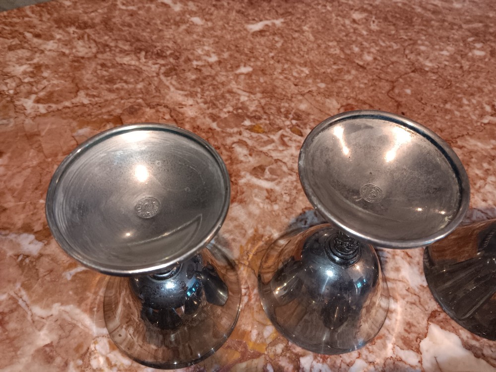 VTG J Perez Ruiz E.P.B Silverplate Spain Stem Wine goblets 6 cups