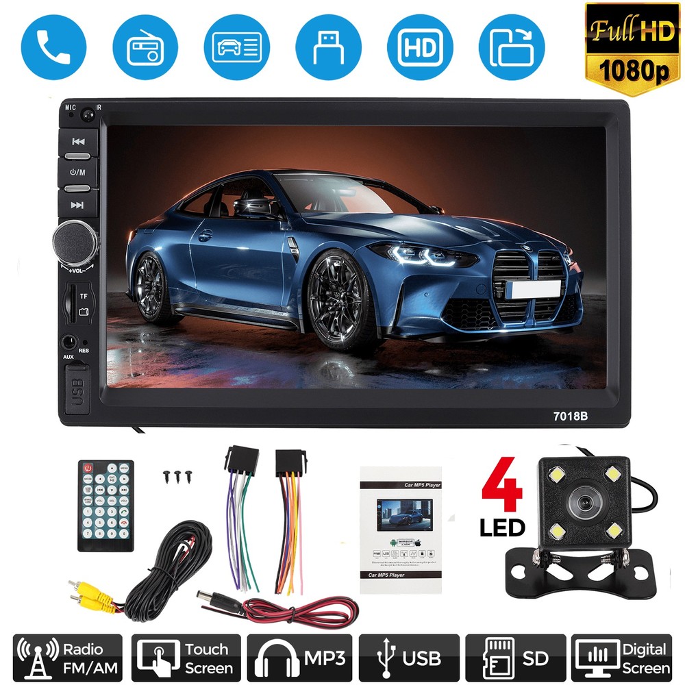 Double Din Apple Android Auto Car Stereo Radio Bluetooth 7" Touch Screen