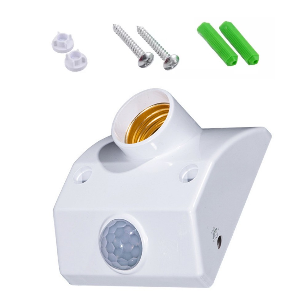White Auto Human Motion Sensor Detector Bulb Light Lamp Base Holder
